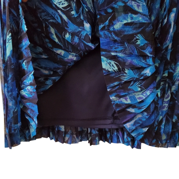 New York & Company Blue & Black Accordian Pleated Short Skirt Size XL Pre-Owned - Picture 4 of 10